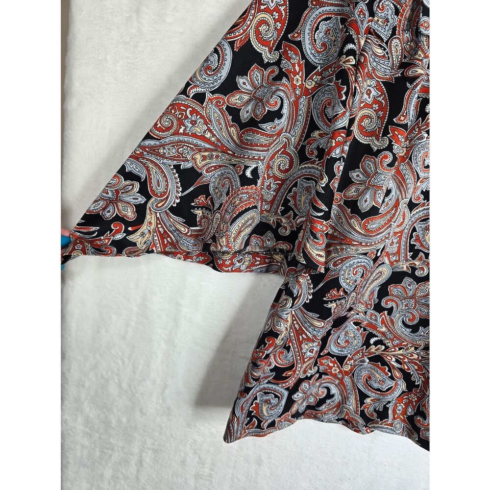 3/$25 VTG Peggy Lou California Paisley Blouse Boho Flowy 3/4 Sleeve Top Womens L - Picture 2 of 7